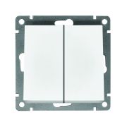 Выключатель двухклавишный UNIVersal серия Афина , с/у, 10А, 220В, механизм, белый (еврослот)