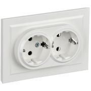 BRITE Розетка двойная с заземлением с защитными шторками 16А в сборе РСш12-3-БрБ белый