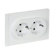 FORTE&PIANO Розетка 2-местная с заземлением с защитными шторками безвинтовое крепление 16А FP223 белый IEK
