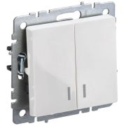 BRITE Выключатель двухклавишный с индикацией 10А ВС10-2-1-БрБ белый