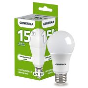 Лампа светодиодная A60 груша 15Вт 230В 4000К E27 GENERICA