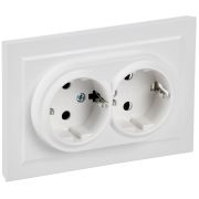 BRITE Розетка 2-местная с заземлением без защитных шторок 16А в сборе РС12-3-БрАБ арктический белый IEK