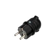 Вилка влагозащищенная угловая с заземлением 16А IP44 каучук, черная