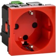 Розетка с заземляющим контактом защитной шторкой винтовым зажимом и блокировкой (2 модуля) красная