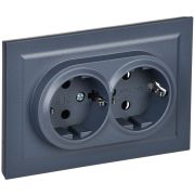 BRITE Розетка двойная с заземлением без защитных шторок 16А в сборе РС12-3-БрМ маренго