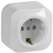 GLORY Розетка одноместная наружная с заземлением  с защитной шторкой белая