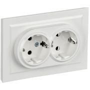 BRITE Розетка двойная с заземлением без защитных шторок 16А в сборе РС12-3-БрБ белый