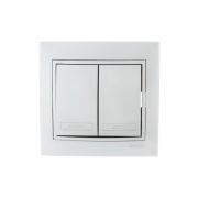 MIRA Выключатель двухклавишный металлик серый со вставкой