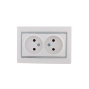 MIRA Розетка двойная без заземления белая с серой вставкой