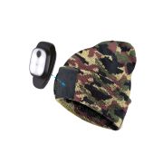 Шапка с фонарем, цвет камуфляж, фонарь-клипса съемный, красный и белый цвет свечения + SOS мигающий красный