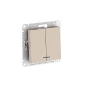 ATLASDESIGN 2-клавишный ВЫКЛЮЧАТЕЛЬ с подсветкой ,сх.5а, 10АХ,мех., быстрозажимные клеммы, ПЕСОЧНЫЙ