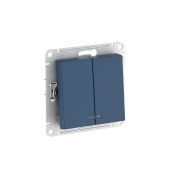 ATLASDESIGN 2-клавишный ВЫКЛЮЧАТЕЛЬ с подсветкой ,сх.5а, 10АХ,мех., быстрозажимные клеммы, АКВАМАРИН