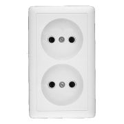 ХИТ Розетка двойная наружная белая без заземления и шторок 16А 250В
