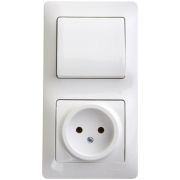 Блок: розетка + выключатель одноклавишный белый