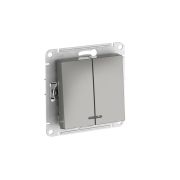 ATLASDESIGN 2-клавишный ВЫКЛЮЧАТЕЛЬ с подсветкой ,сх.5а, 10АХ, быстрозажимные клеммы,СТАЛЬ