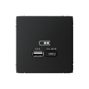 ARTGALLERY USB розетка A + тип-C 45Вт высокоскор.заряд. QC, PD, механизм, карбон