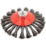 Кордщетка-колесо с наклоном, гайка М14, стальная витая проволока 125 мм