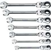 Набор комбинированных гаечных ключей трещоточных шарнирных 7 шт, 8 - 19 мм