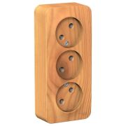BLANCA Розетка наружная 3-я без заземления без шторок с изолирующей пластиной, 16А, 250В, ясень