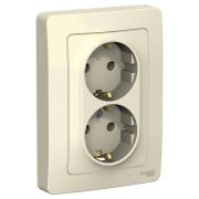 BLANCA скрытой установки розетка двойная с заземлением без шторок, 16А, 250В, молочный