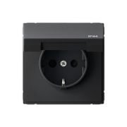 ARTGALLERY РОЗЕТКА с заземлением,со шторками,с    крышкой, 16А, IP44,                                 механизм, быстрозажимные клеммы, карбон