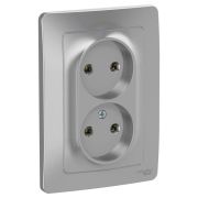 BLANCA скрытой установки розетка двойная без заземления без шторок, 16А, 250В, алюминий