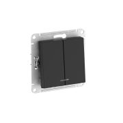 ATLASDESIGN 2-клавишный ВЫКЛЮЧАТЕЛЬ с подсветкой ,сх.5а, 10АХ, быстрозажимные клеммы, КАРБОН