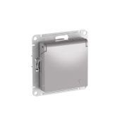 ATLASDESIGN РОЗЕТКА с заземл. со шторк. с крышкой, 16А,IP20, быстрозажимные клеммы, АЛЮМИНИЙ