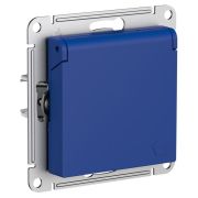 ATLASDESIGN РОЗЕТКА с заземл. со шторк. с крышкой, 16А, IP20, механизм, АКВАМАРИН