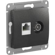 GLOSSA РОЗЕТКА двойная ТВ + компьютерная RJ45, кат. 5Е, АНТРАЦИТ