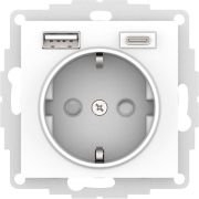 РОЗЕТКА 16А с 2 USB A+C, мех, БЕЛЫЙ
