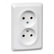ЭТЮД Розетка двойная скрытой установки без заземления без шторок 16А 250B, белый