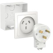 BLANCA СИЛОВОЙ КОМПЛЕКТ 32А, 250 В: розетка,      вилка, подъемная коробка, БЕЛЫЙ