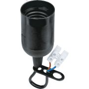 Патрон подвесной Е27 с проводом и клеммной колодкой пластик черный