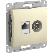 GLOSSA РОЗЕТКА двойная ТВ + компьютерная RJ45, кат. 5Е, БЕЖЕВЫЙ