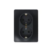 GLOSSA Розетка двойная с заземлением антрацит в сборе