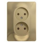 GLOSSA Розетка двойная без заземления в сборе титан