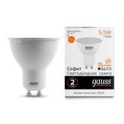 Лампа светодиодная LED 5.5 Вт 430 лм 3000К софит MR16 теплый GU10 AC 220В Elementary Gauss