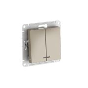 ATLASDESIGN 2-клавишный ВЫКЛЮЧАТЕЛЬ с подсветкой ,сх.5а, 10АХ,мех., быстрозажимные клеммы, ШАМПАНЬ