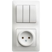 Блок: розетка + выключатель трехклавишный белый