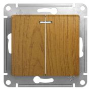 GLOSSA Выключатель двухклавишный с подсветкой сх.5а дуб в рамку