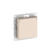 ATLASDESIGN РОЗЕТКА с заземлением со штораками с крышкой, 16А,IP20,мех., быстрозажимные клеммы, БЕЖЕВЫЙ