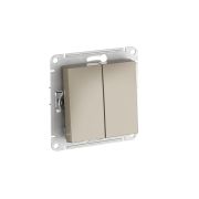 ATLASDESIGN 2-клавишный ПЕРЕКЛЮЧАТЕЛЬ, сх.6/2, 10АХ, быстрозажимные клеммы, ШАМПАНЬ