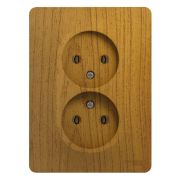 GLOSSA Розетка двойная без заземления дуб в сборе