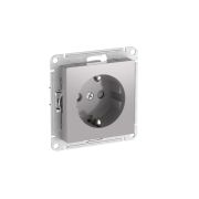 ATLASDESIGN РОЗЕТКА с заземлением со шторками, 16А, быстрозажимные клеммы, АЛЮМИНИЙ