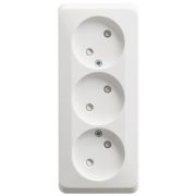 ЭТЮД Розетка тройная открытой установки без заземления со шторками 16А 250B,белый