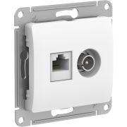 GLOSSA РОЗЕТКА двойная ТВ + компьютерная RJ45, кат. 5Е, БЕЛЫЙ