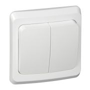 ЭТЮД Выключатель двухклавишный скрытый с подсветкой белый сх.5