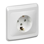 ЭТЮД Розетка скрытая с заземлением со шторками белая