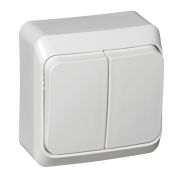 ЭТЮД Выключатель двухклавишный наружный белый сх.5